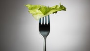 Eine Gabel mit einem Salatblatt. © photocase Foto: Baweg